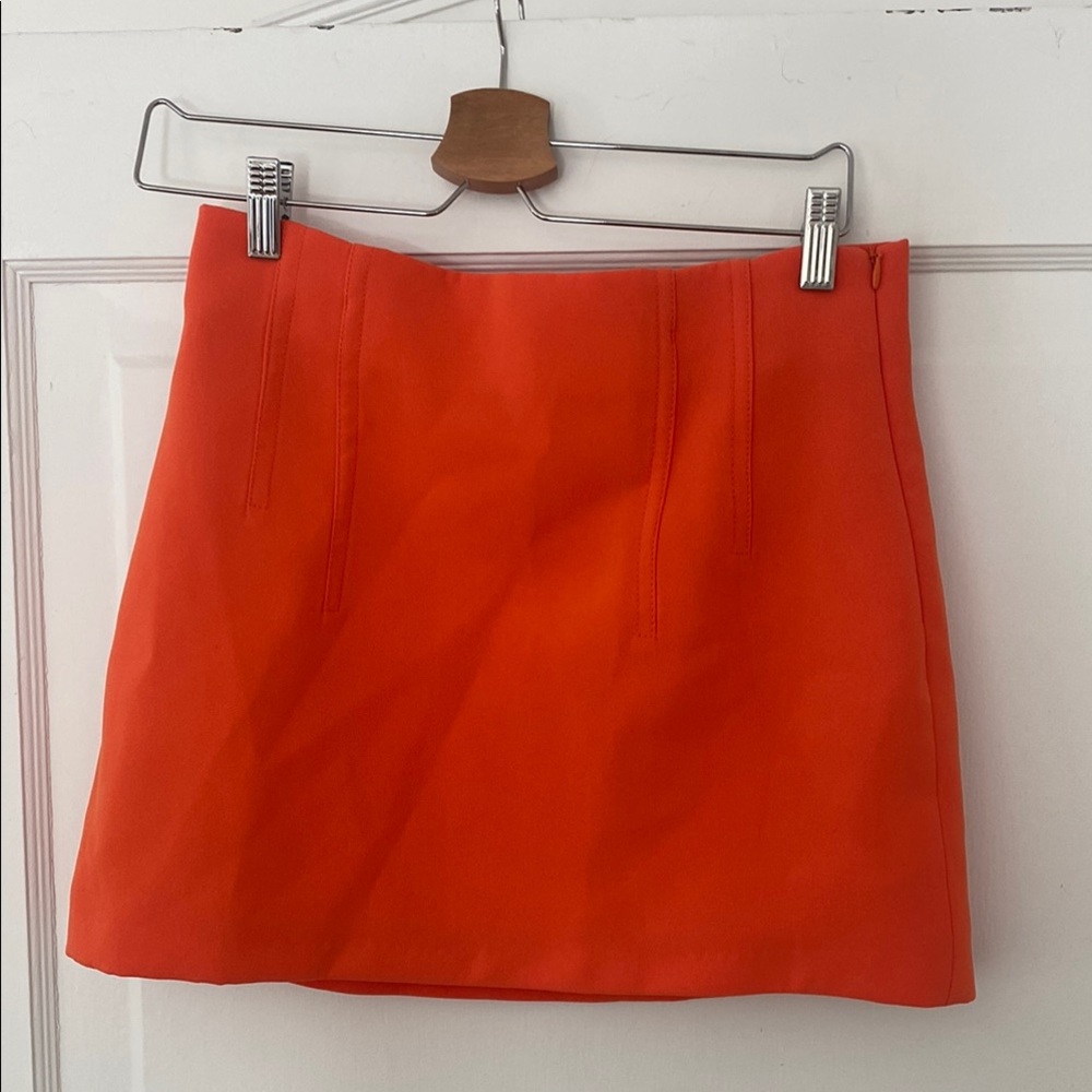 Zara Orange A-line Mini Skirt Cocktail